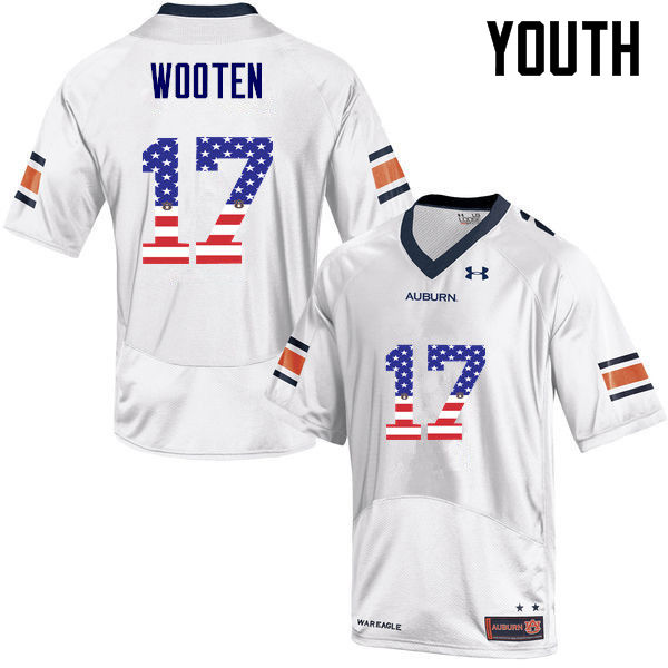 Auburn Tigers Youth Chandler Wooten #17 White Under Armour Stitched College USA Flag Fashion NCAA Authentic Football Jersey NVE5074DK